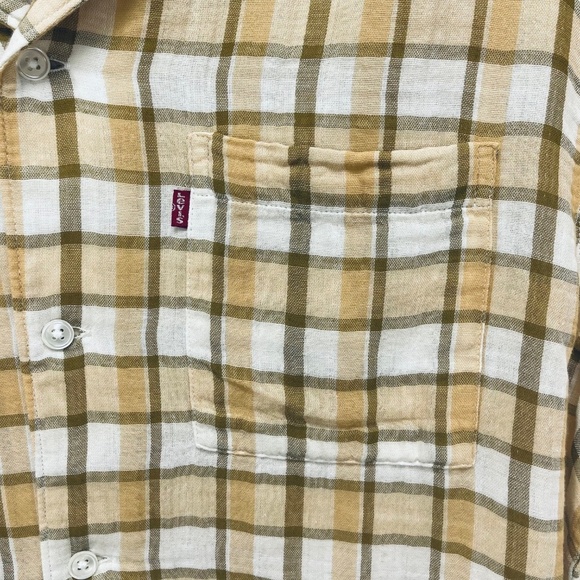 Levi’s Men’s Shirt Casual Plaid Long Sleeve Multicolor Brown Size L New - Picture 3 of 10